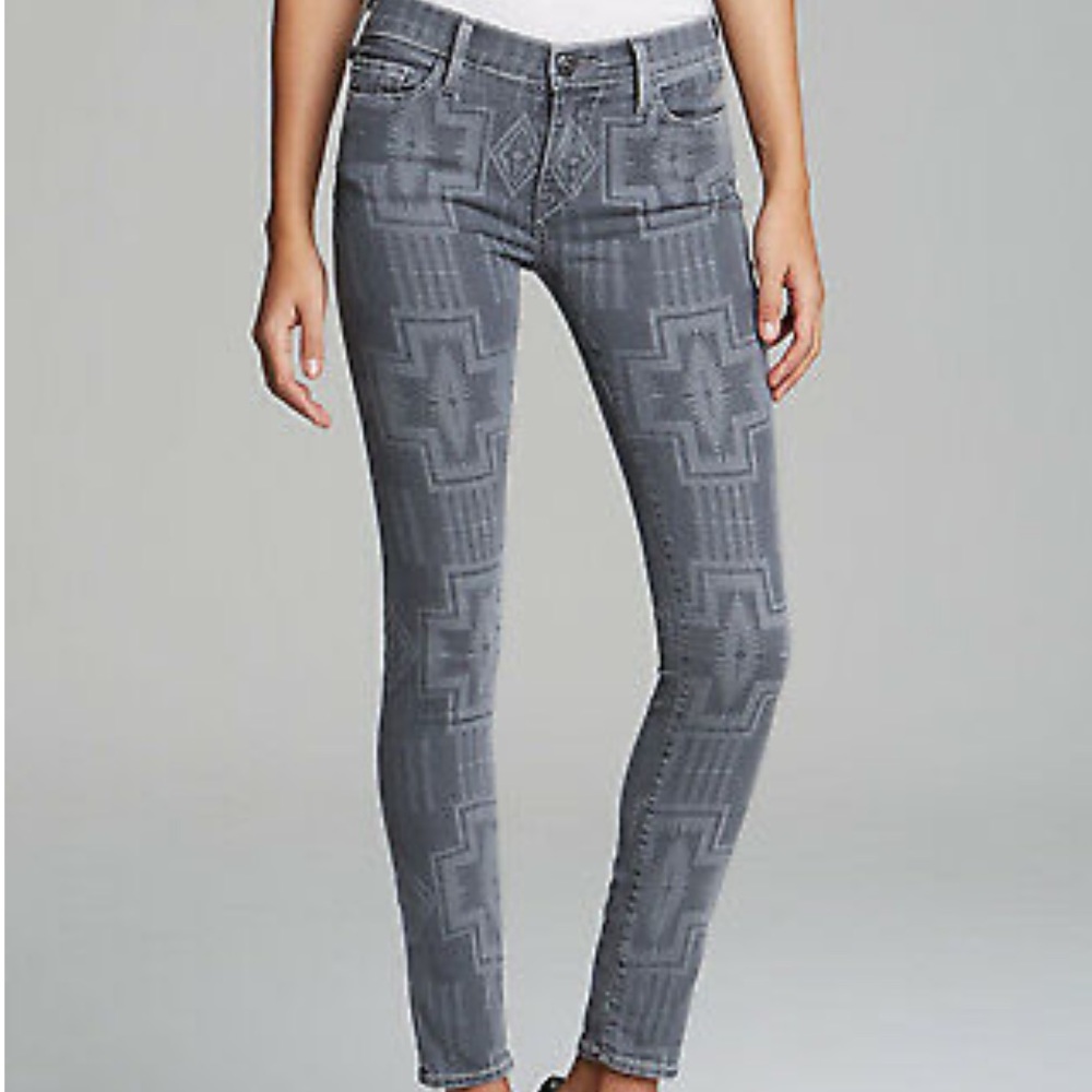True Religion Abbey Super Skinny in Gray Kewa Cross Tribal Stretch Jeans 25 EUC.